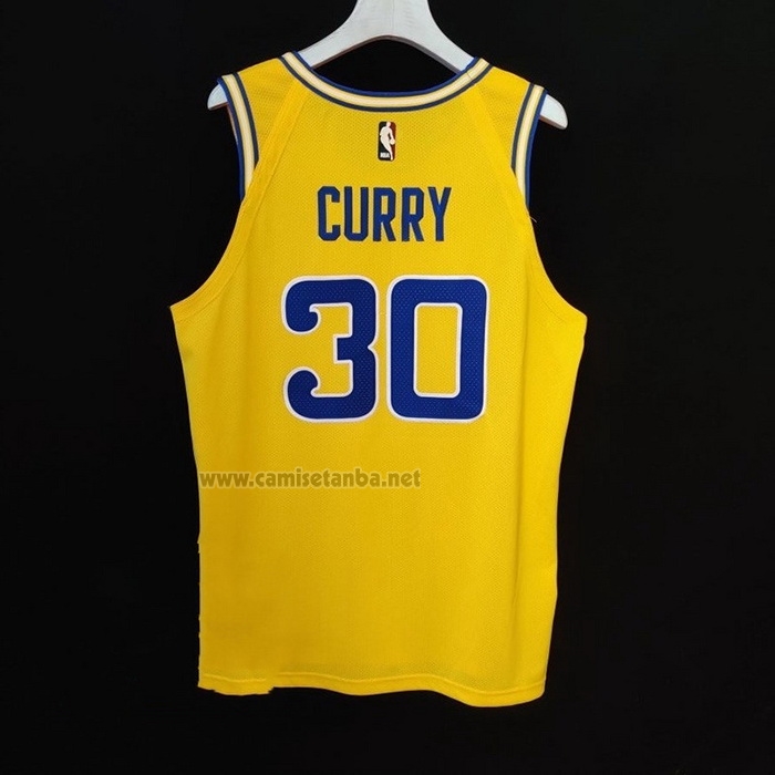 Camiseta Golden State Warriors Stephen Curry #30 Hardwood Classic Autentico Amarillo